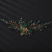 Auksinis žalias kalnų krištolinis galvos apdangalas moterims vestuvinių plaukų šukos Rankų darbo krištolo nuotakos galvos apdangalas Tiara Madingi mergaičių plaukų aksesuarai