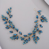 Arany esküvői fej ékszerek Piros koszorúslány fejfedők Kék kézzel készített strassz fejpánt menyasszonyi haj kiegészítők tiarák nőknek