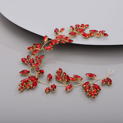 Arany esküvői fej ékszerek Piros koszorúslány fejfedők Kék kézzel készített strassz fejpánt menyasszonyi haj kiegészítők tiarák nőknek