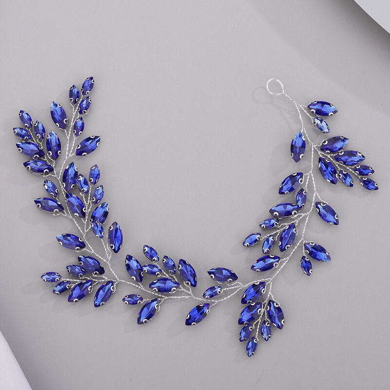 Arany esküvői fej ékszerek Piros koszorúslány fejfedők Kék kézzel készített strassz fejpánt menyasszonyi haj kiegészítők tiarák nőknek