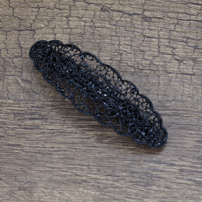 Metalo vintažinis juodas sidabro spalvos kalnų krištolas prancūziškas barrette didelis tuščiaviduris Diamante plaukų segtukas moterims antikvariniai papuošalų priedai