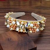 Kézzel készített, fényes kristálygyöngyökkel díszített Bling fejpántok strassz gyöngyház hajpánt nőknek menyasszonyi hajkiegészítők