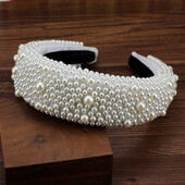 Accesorii pentru păr de mireasă, lucrate manual, bentițe baroce căptușite, perle pline, bentițe de nuntă pentru femei