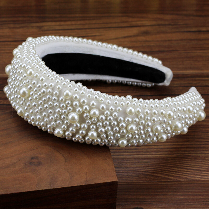 Accesorii pentru păr de mireasă, lucrate manual, bentițe baroce căptușite, perle pline, bentițe de nuntă pentru femei