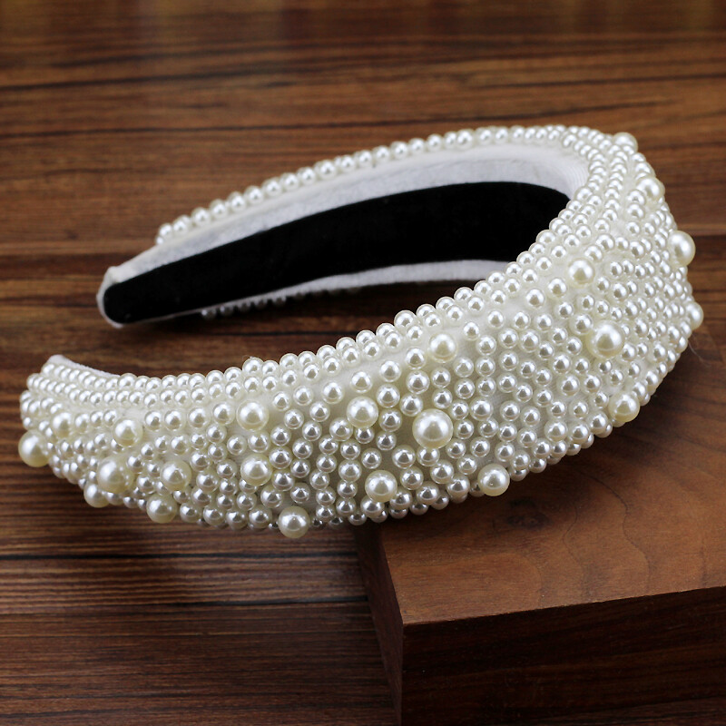 Accesorii pentru păr de mireasă, lucrate manual, bentițe baroce căptușite, perle pline, bentițe de nuntă pentru femei