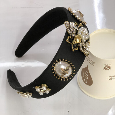 Baroko kalnų krištolinio akmens galvos juosta plaukų juosta moterims mergaitėms, metaliniai bičių karoliukai, gėlių galvos plaukų aksesuarai