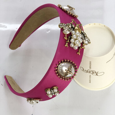 Baroko kalnų krištolinio akmens galvos juosta plaukų juosta moterims mergaitėms, metaliniai bičių karoliukai, gėlių galvos plaukų aksesuarai