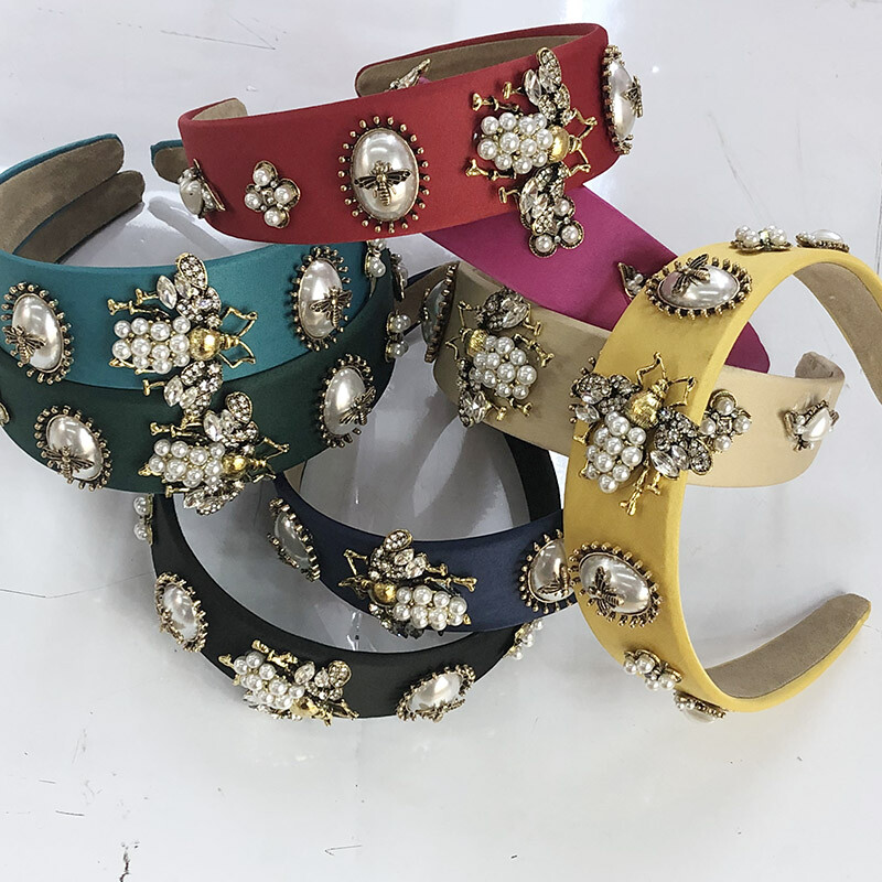 Baroko kalnų krištolinio akmens galvos juosta plaukų juosta moterims mergaitėms, metaliniai bičių karoliukai, gėlių galvos plaukų aksesuarai