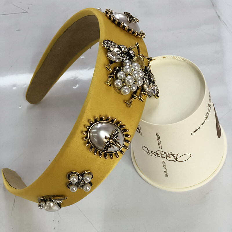 Baroko kalnų krištolinio akmens galvos juosta plaukų juosta moterims mergaitėms, metaliniai bičių karoliukai, gėlių galvos plaukų aksesuarai