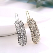 Divatos kristálygyöngy hajcsat női Elegáns koreai dizájn Snap Barrette Stick arany/ezüst fémötvözet hajtű