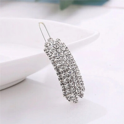 Divatos kristálygyöngy hajcsat női Elegáns koreai dizájn Snap Barrette Stick arany/ezüst fémötvözet hajtű