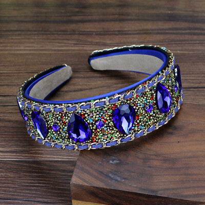 Handmade, albastru, negru, galben, picătură de apă, bentite vintage, cu diamante, baroc, pentru femei, bijuterii pentru păr