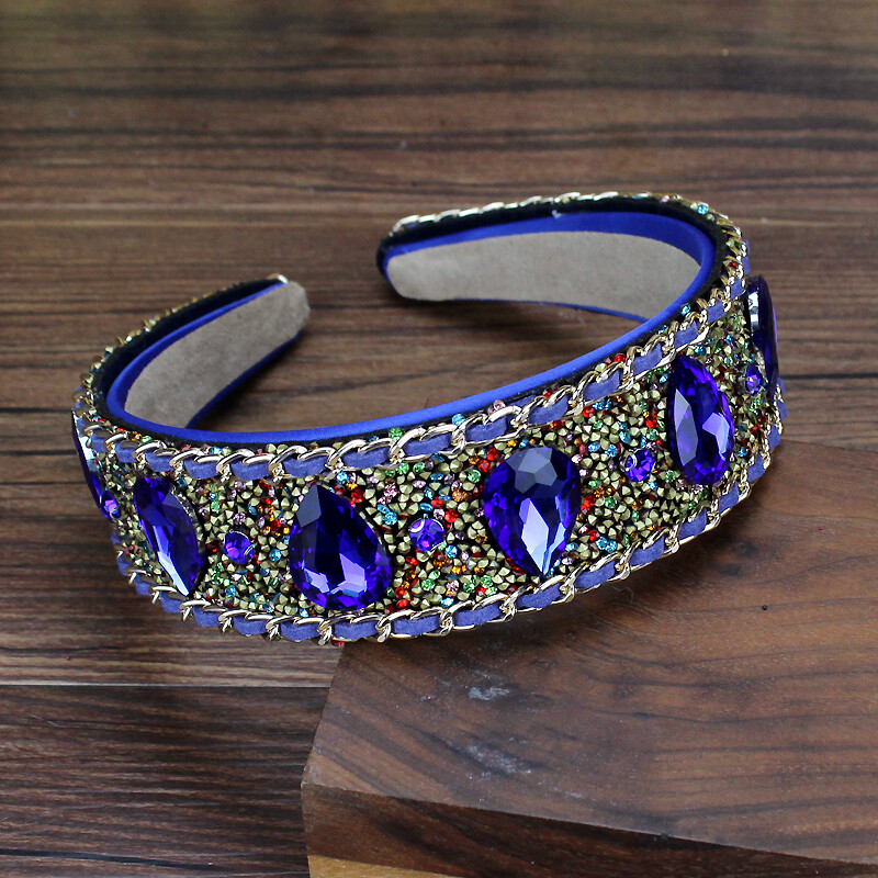 Handmade, albastru, negru, galben, picătură de apă, bentite vintage, cu diamante, baroc, pentru femei, bijuterii pentru păr