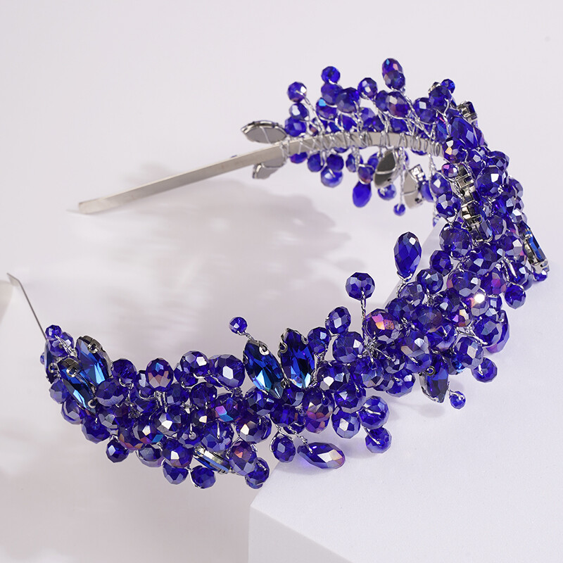 5 krāsu rokām darinātas kāzu līgavas greznas sarkanas zilas strass ar tiāras un kroņi līgavas galvas saišu kostīmu matu aksesuāri sievietēm