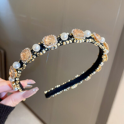 Luxus, fényes, teljes strasszos fejpántok Gyöngyutánzat hajpántok Fejfedők Női Party Esküvői Haj Kiegészítők Ékszerek