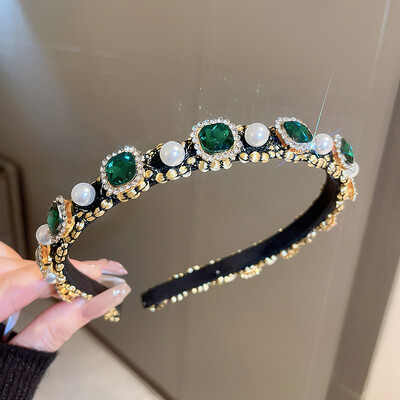 Luxus, fényes, teljes strasszos fejpántok Gyöngyutánzat hajpántok Fejfedők Női Party Esküvői Haj Kiegészítők Ékszerek