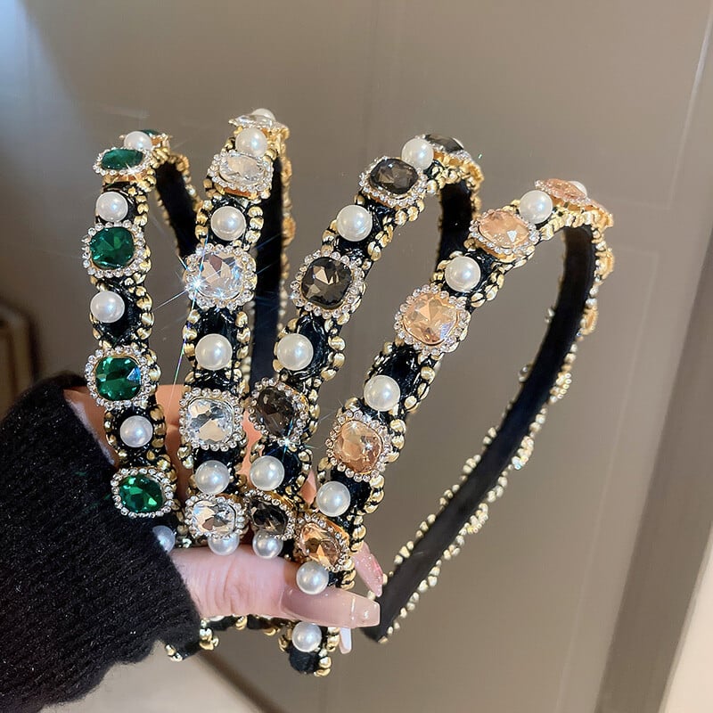 Luxus, fényes, teljes strasszos fejpántok Gyöngyutánzat hajpántok Fejfedők Női Party Esküvői Haj Kiegészítők Ékszerek