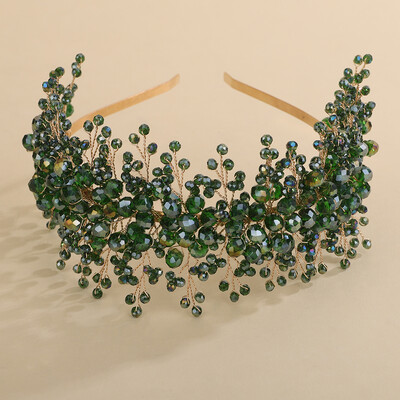 Bandita de mireasa cristal rosu Coroana Verde Albastru Accesorii pentru par de nunta Bijuterii Casca neagra pentru femei Tiara de mireasa rosu vin