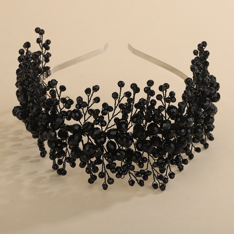 Bandita de mireasa cristal rosu Coroana Verde Albastru Accesorii pentru par de nunta Bijuterii Casca neagra pentru femei Tiara de mireasa rosu vin