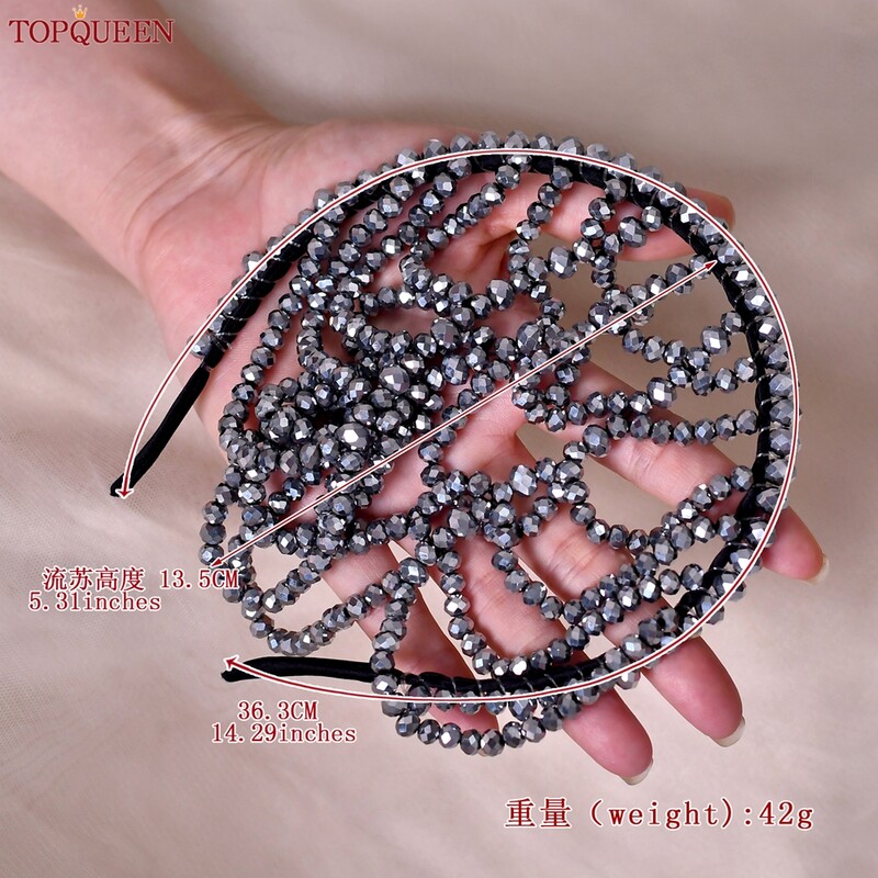 TOPQUEEN Trake za kosu s kristalnim kićankama Traka za glavu Vjenčani ukrasi za kosu s pokrivenim licem Vjenčani dodaci za kosu SA01-S