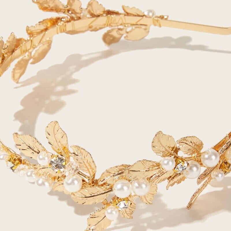 1kom Europa i Sjedinjene Države Modelne gumice za kosu od legure bisernog lišća Barokne gumice za kosu za mladenke i djeveruše