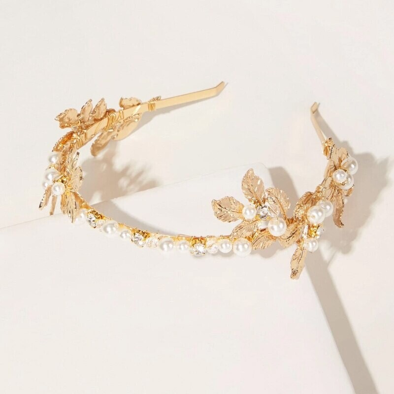 1kom Europa i Sjedinjene Države Modelne gumice za kosu od legure bisernog lišća Barokne gumice za kosu za mladenke i djeveruše