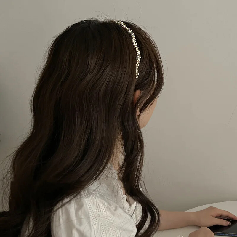 Kifinomult fejpántok Egyszerű retro gyöngy fejpánt Korona fej karika Elegáns női arany fejfedő