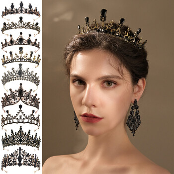 Baroque Vintage Gothic Crystal Crown and Tiara Wedding Bride Αξεσουάρ μαλλιών για γυναίκες Στέφανα με στρας αξεσουάρ γάμου