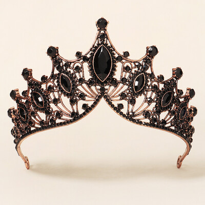 Baroko vintažinė gotikinė krištolo karūna ir tiara vestuvių nuotakos plaukų aksesuarai moterims Kalnų krištolo karūnos vestuvių aksesuarai