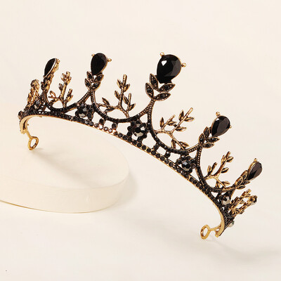 Baroko vintažinė gotikinė krištolo karūna ir tiara vestuvių nuotakos plaukų aksesuarai moterims Kalnų krištolo karūnos vestuvių aksesuarai