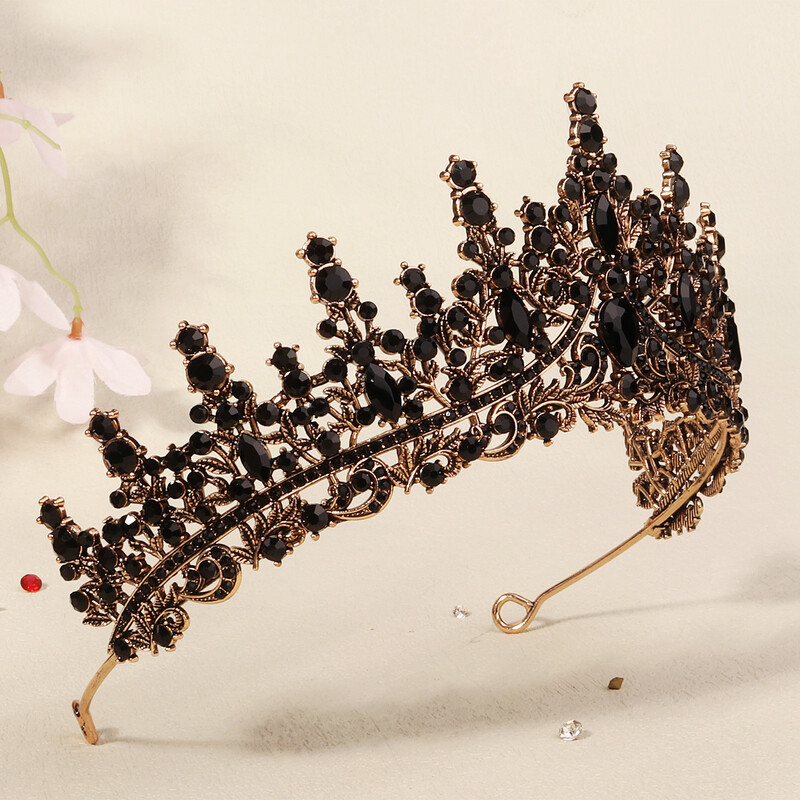 Baroko vintažinė gotikinė krištolo karūna ir tiara vestuvių nuotakos plaukų aksesuarai moterims Kalnų krištolo karūnos vestuvių aksesuarai