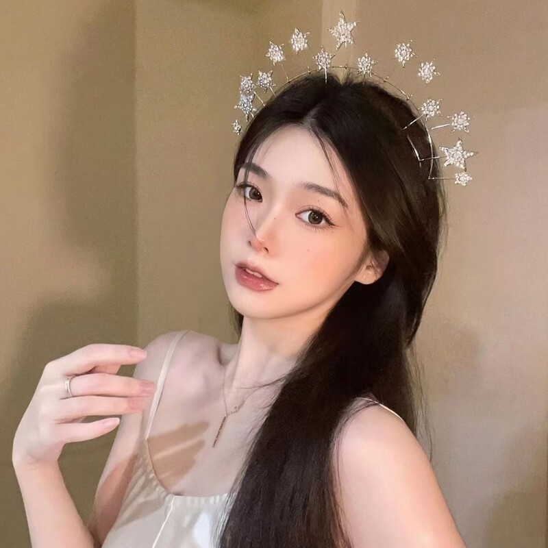 Charm Fairy Crown Pulma naine Crystal Star Juuksepael Pruudikroon Juukseaksessuaarid Rhinestone Juukserõngas