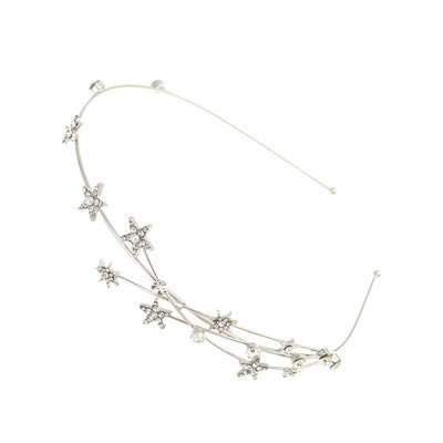 AWAYTR Bandă șic cu stea cu strasuri pentru femei, pentru petrecere, bentita de păr cu mai multe straturi, perle, cerc de păr, lunetă, accesorii de păr pentru fete