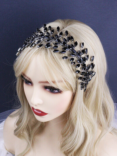 Fekete strassz fejpánt esküvői hajkiegészítők nőknek és lányoknak Menyasszony fejdísz Vendégfej ékszer ceremónia Tiaras Ajándékok
