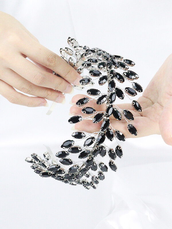 Fekete strassz fejpánt esküvői hajkiegészítők nőknek és lányoknak Menyasszony fejdísz Vendégfej ékszer ceremónia Tiaras Ajándékok