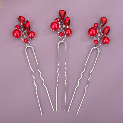 Ace de păr Mireasa Perla Neagră Albastru Femei Articole Strasuri Accesorii pentru păr de nuntă Ornament Roșu argintiu Cască pentru petrecere de fete