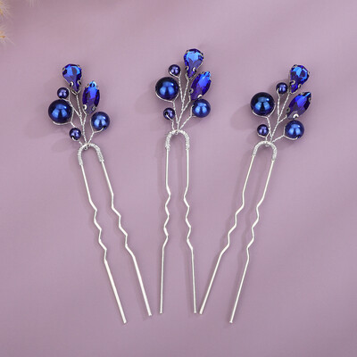 Ace de păr Mireasa Perla Neagră Albastru Femei Articole Strasuri Accesorii pentru păr de nuntă Ornament Roșu argintiu Cască pentru petrecere de fete