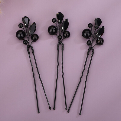 Ace de păr Mireasa Perla Neagră Albastru Femei Articole Strasuri Accesorii pentru păr de nuntă Ornament Roșu argintiu Cască pentru petrecere de fete