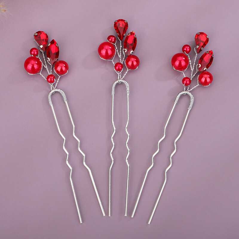 Ace de păr Mireasa Perla Neagră Albastru Femei Articole Strasuri Accesorii pentru păr de nuntă Ornament Roșu argintiu Cască pentru petrecere de fete