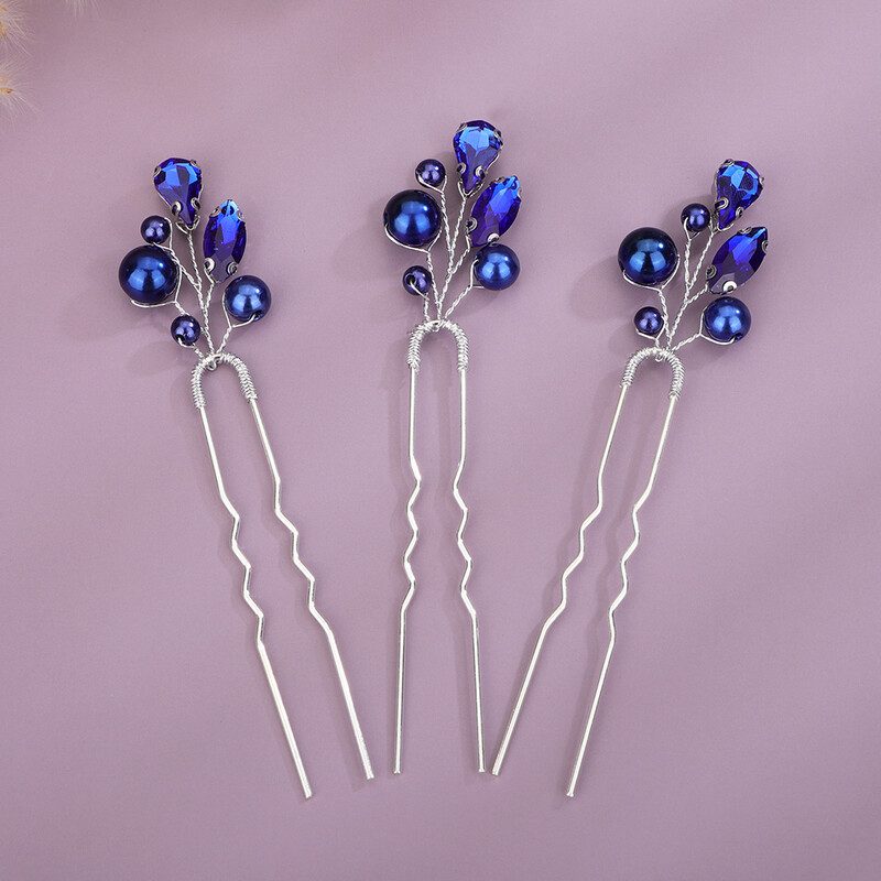 Ace de păr Mireasa Perla Neagră Albastru Femei Articole Strasuri Accesorii pentru păr de nuntă Ornament Roșu argintiu Cască pentru petrecere de fete