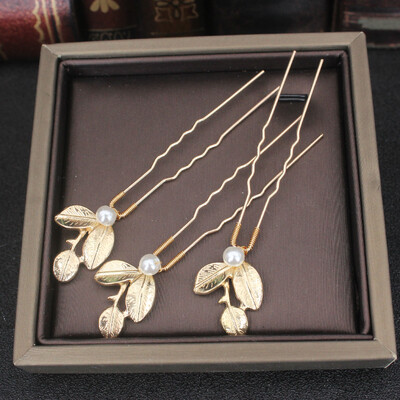 3 buc. Accesorii pentru păr de nuntă de mireasă, frunze de culoare aurie, agrafe de păr pentru femei, bijuterii, accesorii pentru păr de mireasă, cadouri