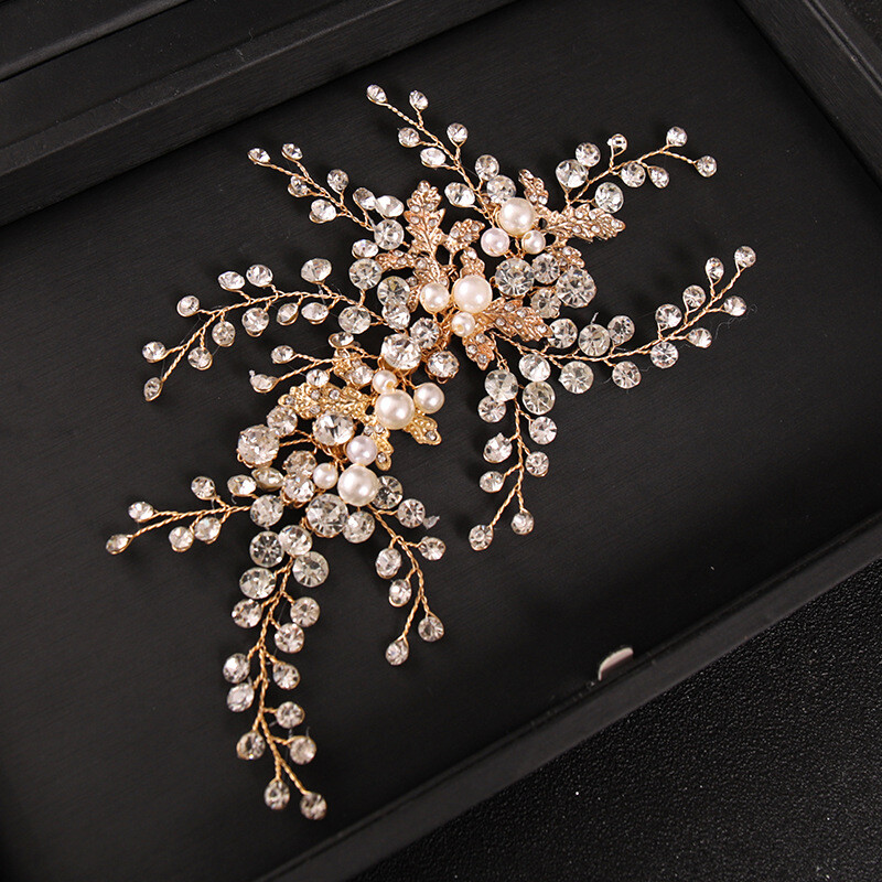 Nouă casă cu strasuri de cristal lucrate manual Sârmă de cupru pentru nuntă Accesorii pentru păr de mireasă Bentite