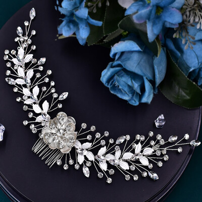 Vestuvinis Kalnų krištolinis galvos apdangalas su šukomis Vestuvių galvos juosta Vestuviniai plaukų aksesuarai Papuošalai Moters galvos apdangalas Nuotakos Tiara HP547