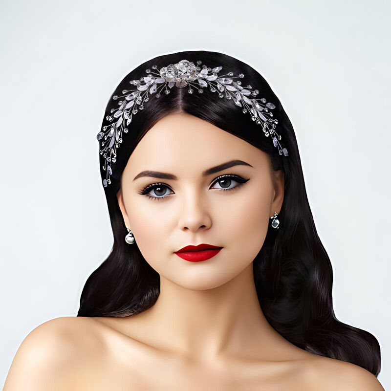 Vestuvinis Kalnų krištolinis galvos apdangalas su šukomis Vestuvių galvos juosta Vestuviniai plaukų aksesuarai Papuošalai Moters galvos apdangalas Nuotakos Tiara HP547