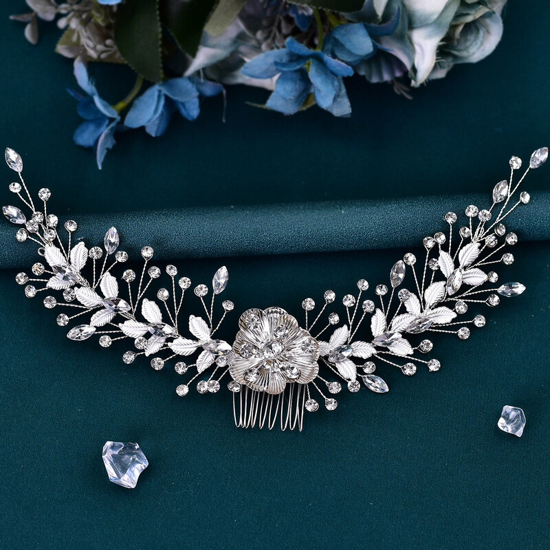 Vestuvinis Kalnų krištolinis galvos apdangalas su šukomis Vestuvių galvos juosta Vestuviniai plaukų aksesuarai Papuošalai Moters galvos apdangalas Nuotakos Tiara HP547