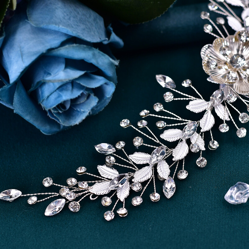 Vestuvinis Kalnų krištolinis galvos apdangalas su šukomis Vestuvių galvos juosta Vestuviniai plaukų aksesuarai Papuošalai Moters galvos apdangalas Nuotakos Tiara HP547