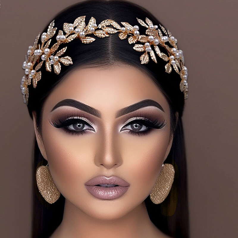Ornamente pentru păr de nuntă pentru femei Diademi de mireasă, cu strasuri, frunze din aliaj, accesorii pentru cap de nuntă.