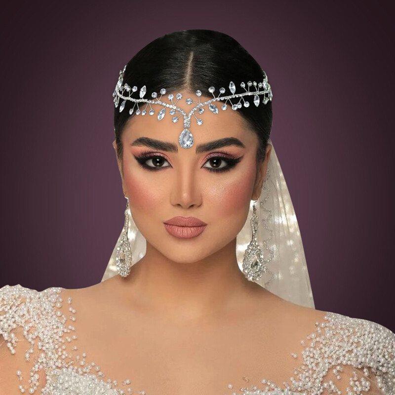 Ornamente pentru păr de nuntă pentru femei Diademi de mireasă, cu strasuri, frunze din aliaj, accesorii pentru cap de nuntă.