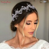 TOPQUEEN Tiara de nuntă Bride pentru păr Bijuterii de păr pentru petrecere Bentite cu strasuri pentru femeie Nuntă Accesorii pentru păr de mireasă