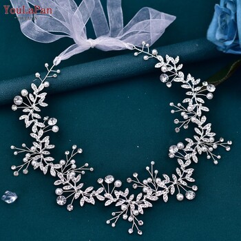 TOPQUEEN Wedding Tiara Bride Headpieces Κόσμημα για τα μαλλιά Κοσμήματα με στρας Κορδέλες για Γυναίκα Γάμος Νυφικά Αξεσουάρ μαλλιών